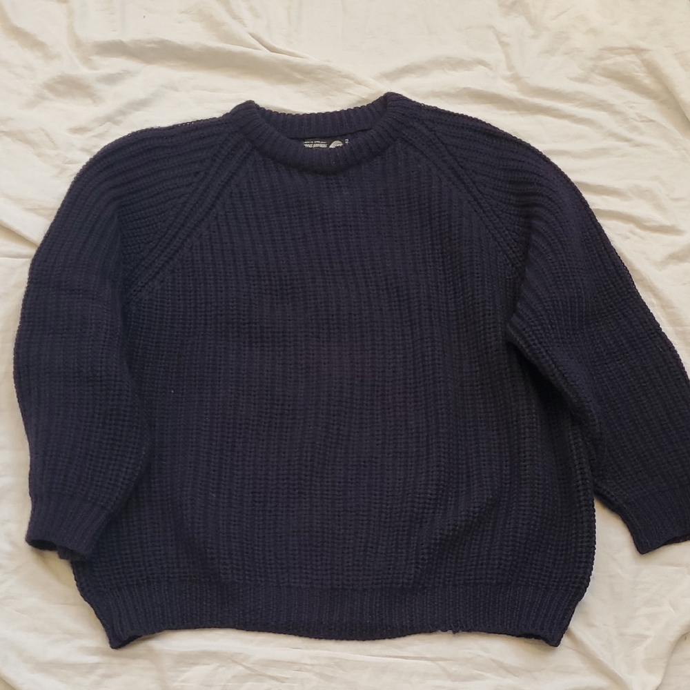 Brooks Brothers Sweater Size XL Navy Blue Heavy Ribbed Pure Wool Sweater *read*
